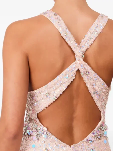 Rochie mini Jenny Packham cu decolteu în V roz
