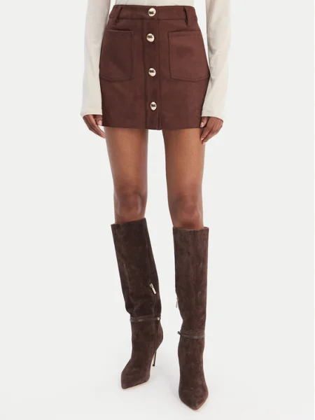 Bardot Fustă din imitație de piele Lorenzo maro