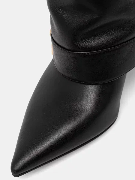 Кожаные сапоги Answear.lab на шпильке черные