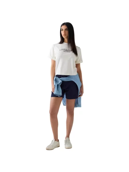 Tricou Guess cu autograf alb
