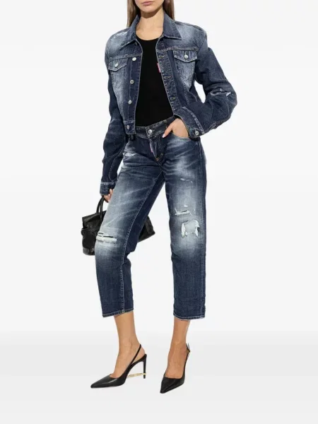 Geacă de blugi Dsquared2 zdrențuiți albastru