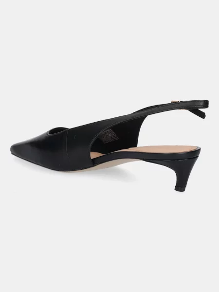 Kožené lodičky Tommy Hilfiger SQUARED TOE KITTEN SLINGBACK černá