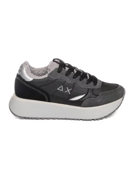 Sneakersy Sun68 z futerkiem typu teddy czarne