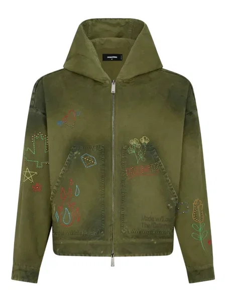 Jachetă cu glugă Dsquared2 cu glugă verde