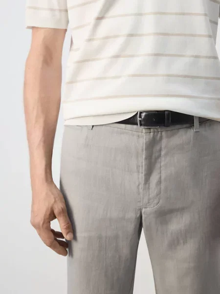 Spodnie slim fit z lnu jasnoszary Mężczyzna 38 MANGO MAN