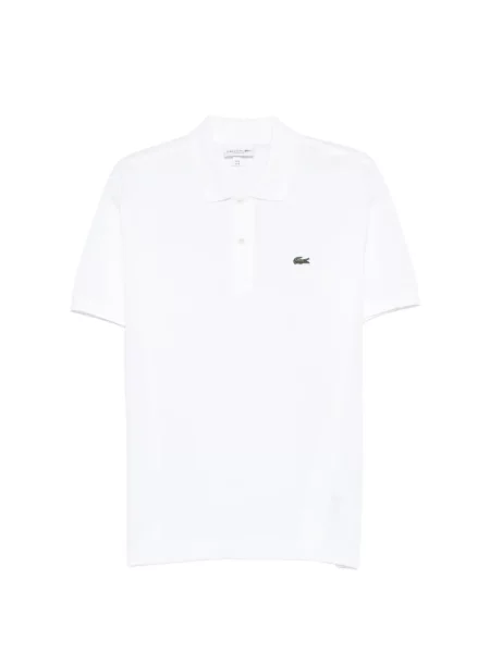 Tricou polo Lacoste cu autograf alb