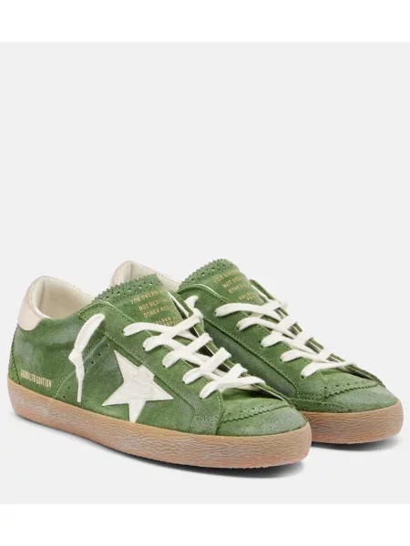 Sneakerși Golden Goose din piele de căprioară verde