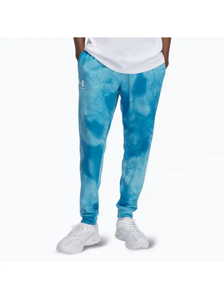 Férfi Under Armour Rival Terry Printed Jogger nadrág ether kék/onyx fehér. Méret: L fehér