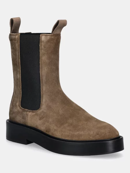 Calvin Klein botine din piele întoarsă CONVAVE WELT CHESEA SUEDE maro