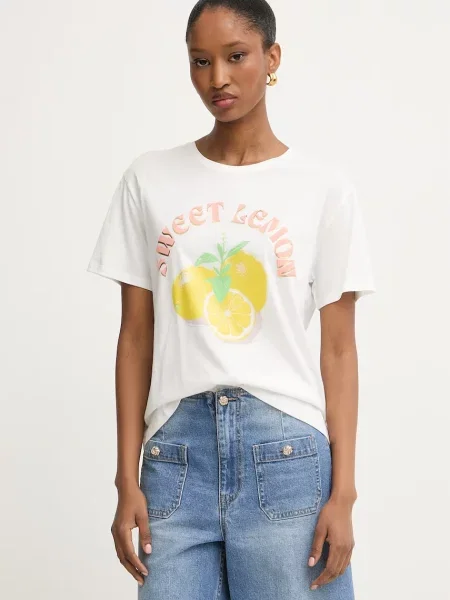 Morgan kratka majica z bombažem bela