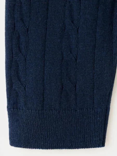 Sweter z plecionym kołnierzykiem polo Teen L MANGO TEEN granatowy