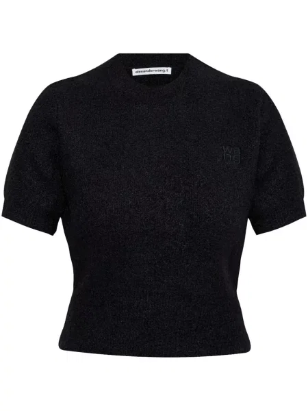 Top Alexander Wang cu broderie negru