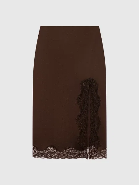 Спідниця з мереживом Balmain коричнева