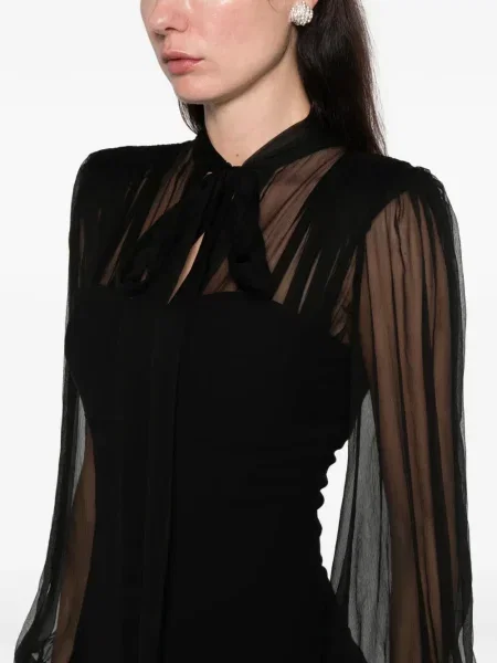 Rochie maxi Silk Love & Lace de mătase lungă de costum negru