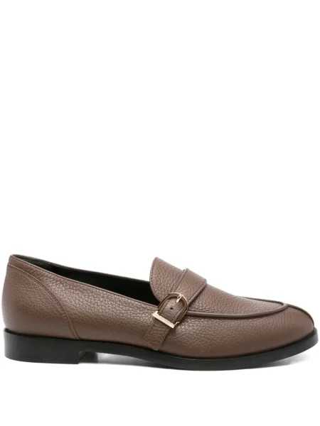 Pantofi loafer Giorgio Armani din piele cu cataramă maro