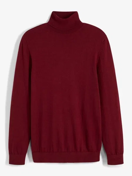 Sweter z golfem z kaszmirem czerwony
