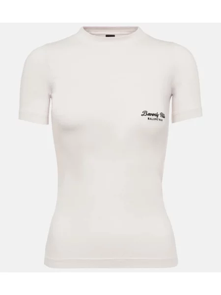 Tricou Balenciaga din jerseu alb