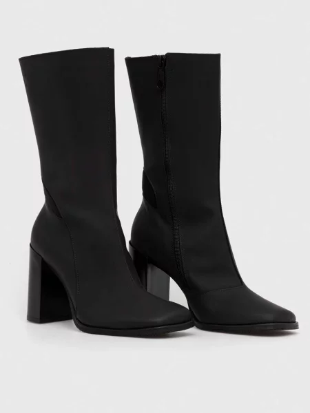 Calvin Klein Jeans botki skórzane HEEL ZIP BOOT LTH WN na słupku czarny