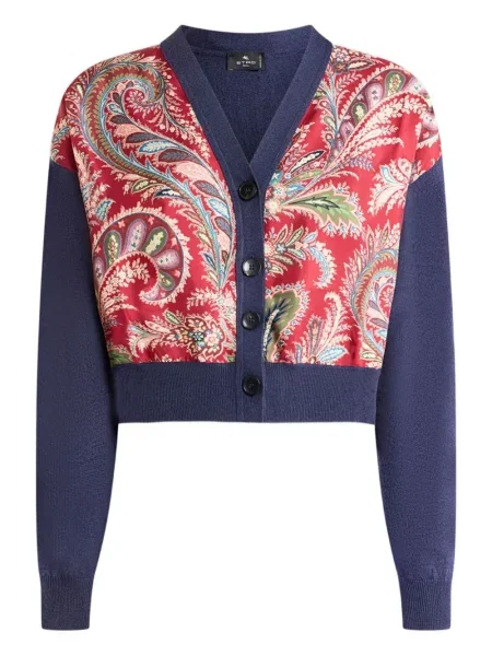 Cardigan Etro cu imagine cu model paisley albastru