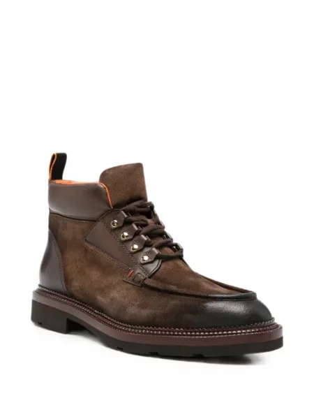 Botine Santoni cu șireturi din dantelă maro