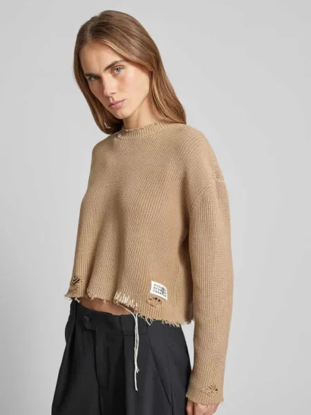 Sweter z efektem znoszenia Mm6 Maison Margiela beżowy
