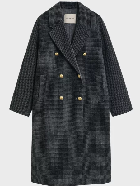 Вовняне картате пальто Gant сіре