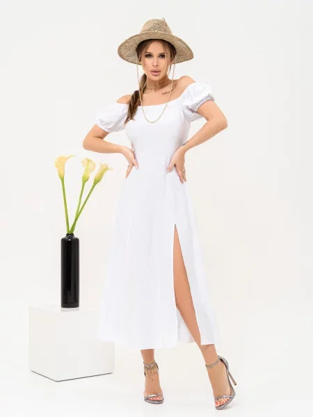 Платье миди Issa Plus без косточек белое