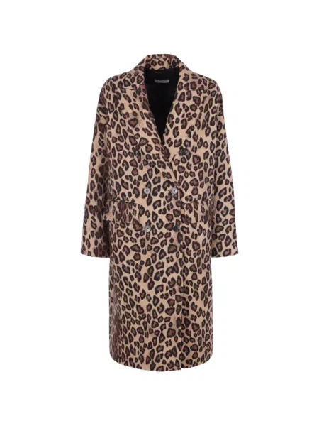 Palton Alberto Biani cu imagine cu model leopard cu două rânduri de nasturi