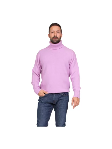 Sweter z golfem Amaránto z przetarciami wełniany niebieski