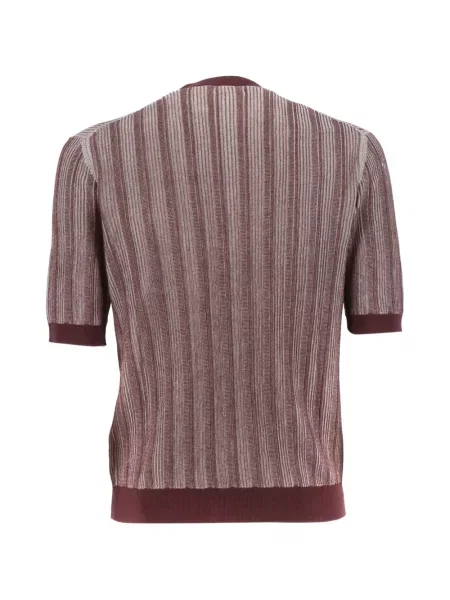 Tricou polo Ballantyne cu dungi scurt maro