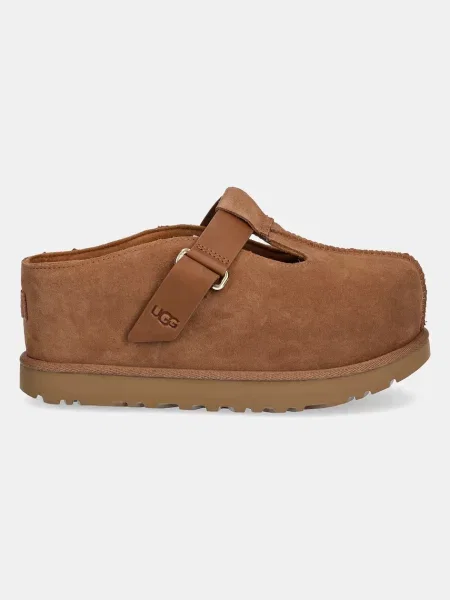 Шльопанці UGG Goldenstar Hi Clog на платформі коричневий