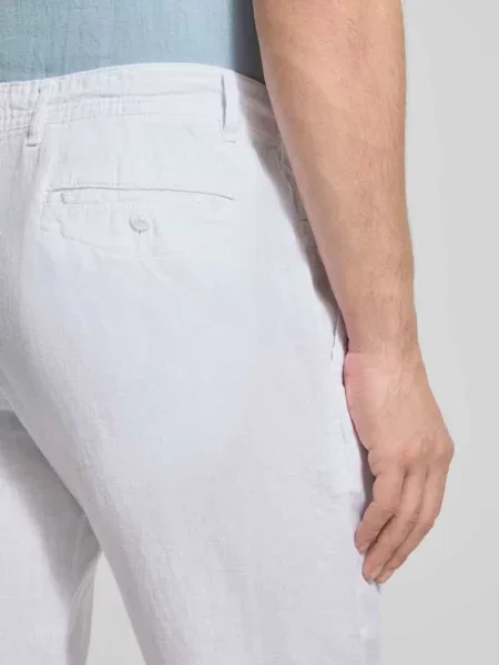 Spodnie z lnu z wiązaniem krój regular fit Mcneal białe