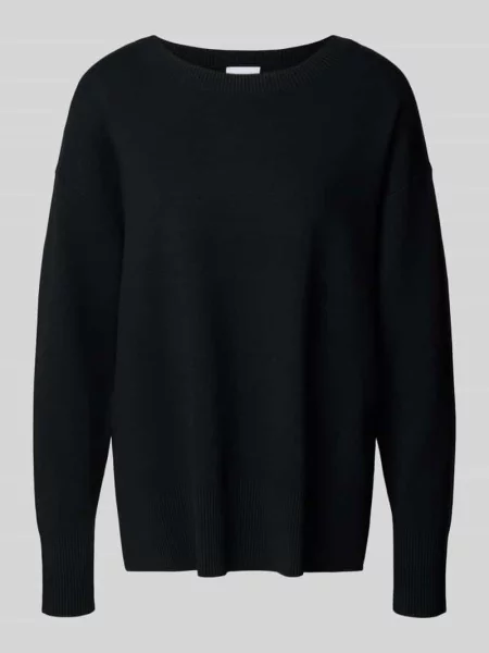 Sweter z dzianiny z bocznymi rozcięciami Comma czarny