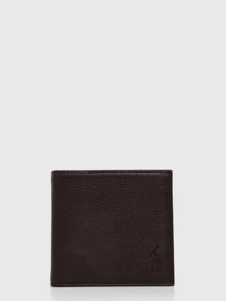 Шкіряний гаманець Polo Ralph Lauren коричневий
