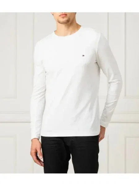 Tricou mânecă lungă Tommy Hilfiger stretch alb