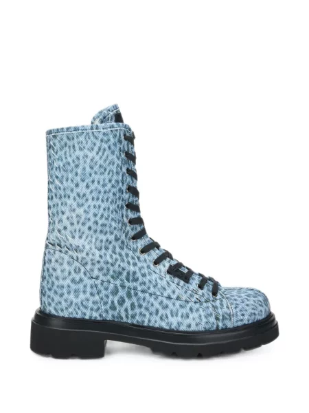 Botine Roberto Cavalli cu șireturi cu imagine cu model leopard albastru