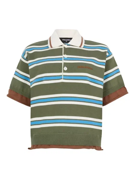 Polo Dsquared2 cu dungi tricotate verde