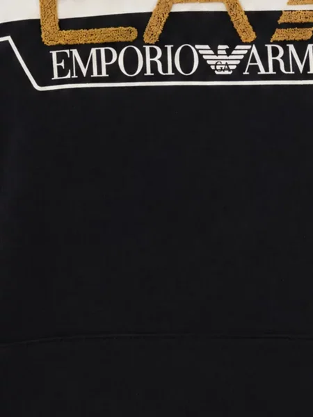 Hanorac cu glugă Ea7 Emporio Armani cu autograf negru