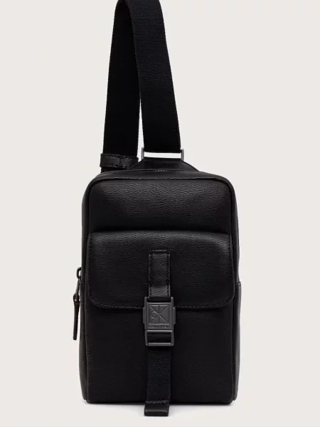 Geantă crossover Calvin Klein Emblem Hw Sling negru