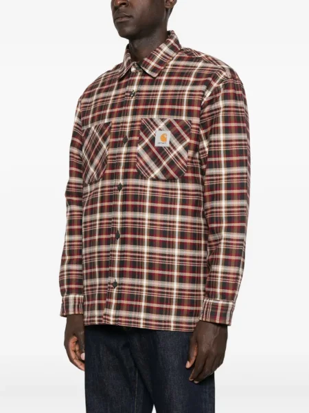 Cămașă Carhartt Wip în carouri maro
