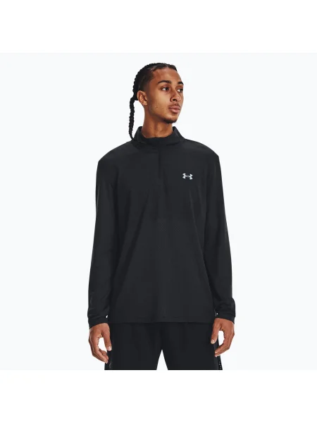 Pánske bežecké tričko Under Armour Seamless Stride Zip black/reflective čierna