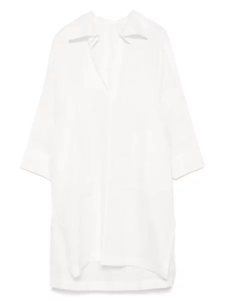 Rochie midi Issey Miyake cu decolteu în V până la genunchi de costum alb