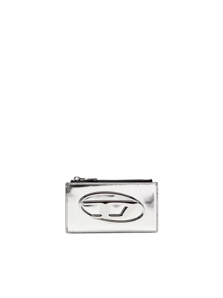 Diesel portfel skórzany CARD HOLDER III srebrny szary