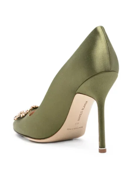 Pantofi cu toc Manolo Blahnik cu cataramă verde