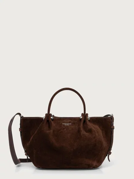 Τσάντα shopper Weekend Max Mara σουέτ καφέ