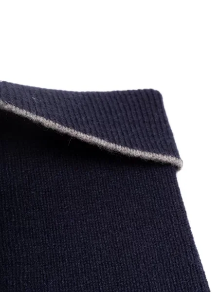 Fular Brunello Cucinelli cu broderie albastru