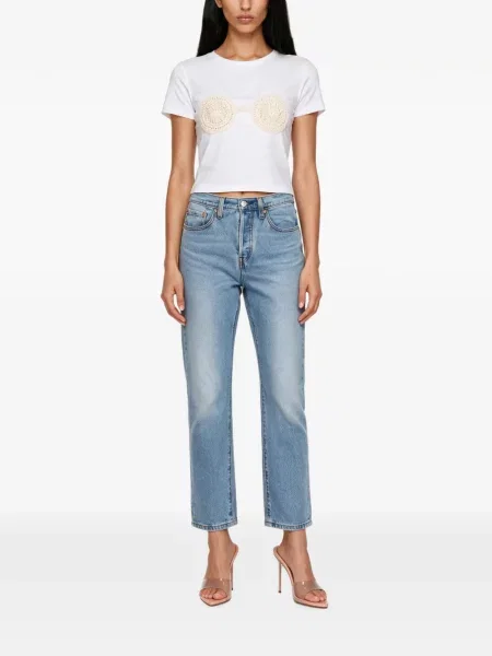 Decupat blugi drepți Levi's® zdrențuiți conici albastru