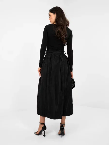 Fustă midi Italy Moda până la genunchi negru