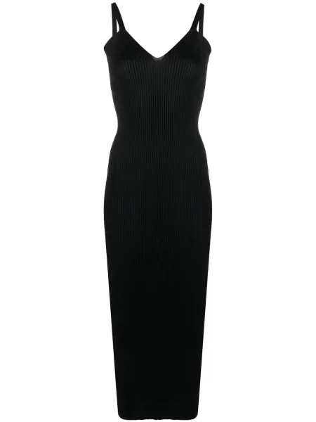 Sukienka Our Legacy z dekoltem w serek garniturowa prążkowana czarna