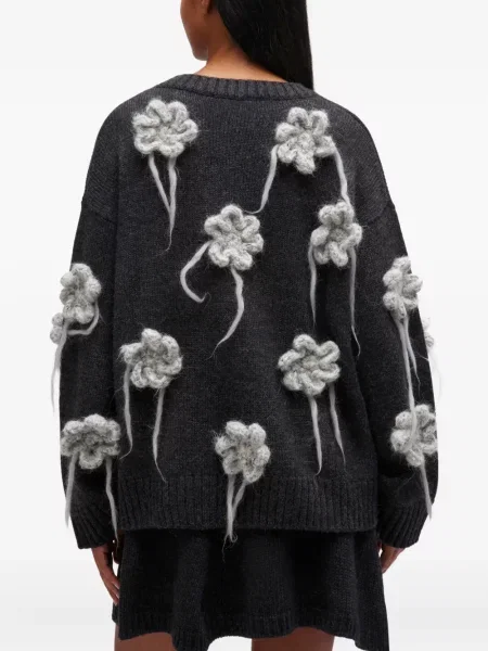Pulover Ganni cu model floral gri